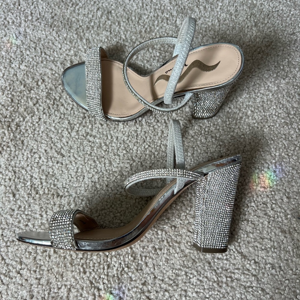 Elegant Silver Strappy Heels